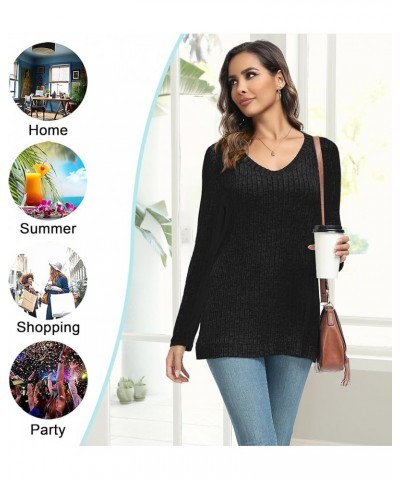 2023 Women's Long Sleeve Tunic Top Soft Comfortable Casual Cute TShirts Basic Loose Blouses 03 Black $11.39 Tops