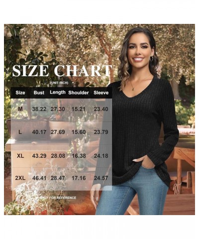 2023 Women's Long Sleeve Tunic Top Soft Comfortable Casual Cute TShirts Basic Loose Blouses 03 Black $11.39 Tops