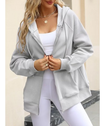 Women's Oversized Zip Up Hoodies Sweatshirts Y2K Long Sleeve Fleece Hooded Jackets with Pockets Raglan Sleeve Gainsboro $17.2...