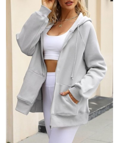 Women's Oversized Zip Up Hoodies Sweatshirts Y2K Long Sleeve Fleece Hooded Jackets with Pockets Raglan Sleeve Gainsboro $17.2...