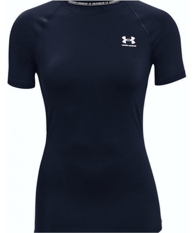 Women's HeatGear Authentics Compression Short Sleeve X-Small Midnight Navy/White $27.00 Shirts