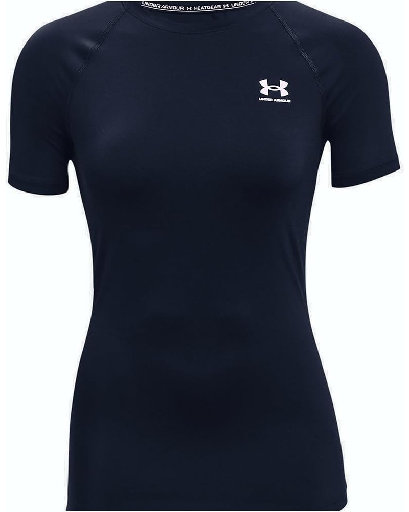 Women's HeatGear Authentics Compression Short Sleeve X-Small Midnight Navy/White $27.00 Shirts