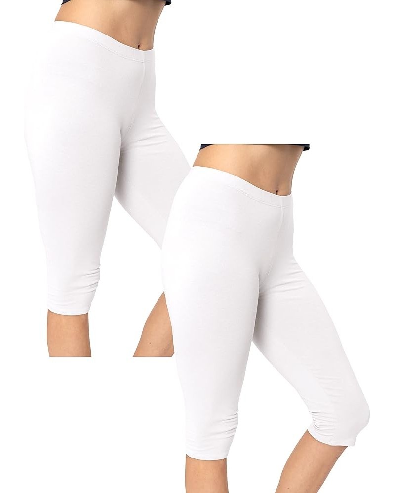 Women's Biker and Knee Length Leggings - 2 Pack | S - 7X Leggings White $14.99 Leggings