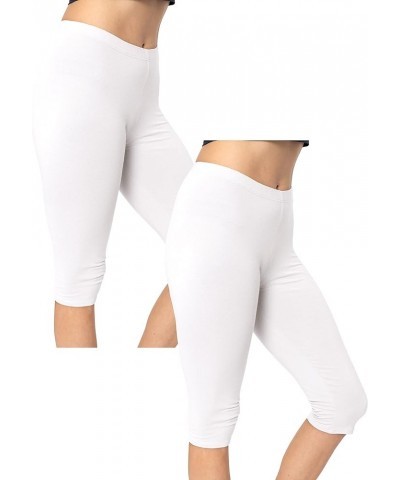 Women's Biker and Knee Length Leggings - 2 Pack | S - 7X Leggings White $14.99 Leggings