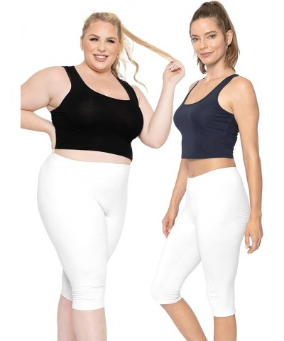 Women's Biker and Knee Length Leggings - 2 Pack | S - 7X Leggings White $14.99 Leggings