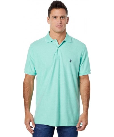 Men's Ultimate Pique Polo Jade Green Heather/Navy $14.25 Shirts