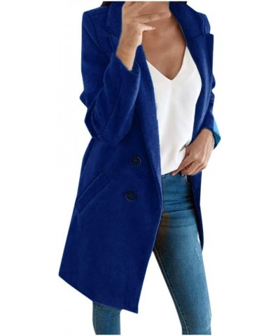 Women Winter Coats,Women's Long Sleeve Slim Fit Warm Winter Wool Blend Pea Coat Overcoat Button Down Shirt Pocket Z04blue $7....