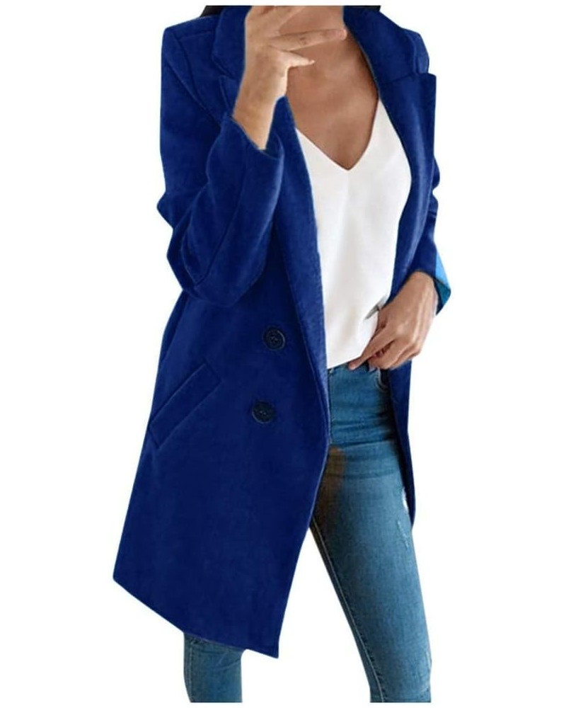 Women Winter Coats,Women's Long Sleeve Slim Fit Warm Winter Wool Blend Pea Coat Overcoat Button Down Shirt Pocket Z04blue $7....