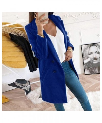 Women Winter Coats,Women's Long Sleeve Slim Fit Warm Winter Wool Blend Pea Coat Overcoat Button Down Shirt Pocket Z04blue $7....