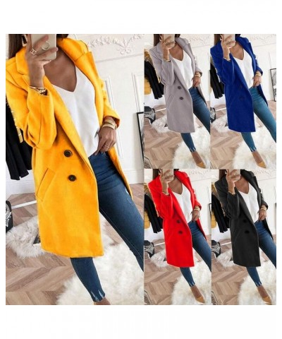 Women Winter Coats,Women's Long Sleeve Slim Fit Warm Winter Wool Blend Pea Coat Overcoat Button Down Shirt Pocket Z04blue $7....