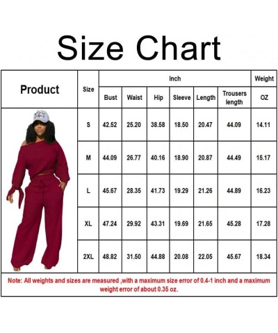 Solid 2 Piece Outfits for Women Sexy Clubwear Plus Size and Off Shoulder Long Sleeve Shirt Loose Pants Set Tracksuit 05 Dark ...