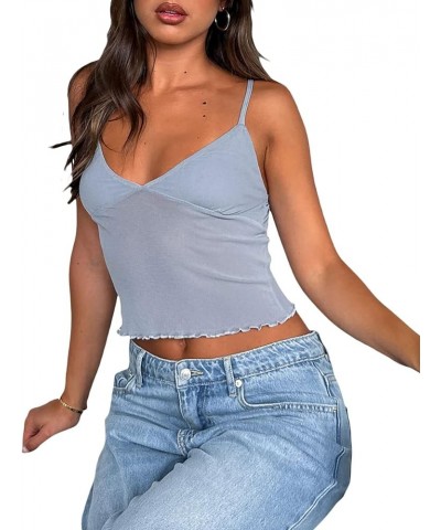 Women Sexy Low Cut Tank Top Ruched Bandage Camisloe Side Split Mini Y2k Tops Cropped Bustier Vest Going Out Grey-1 Small $9.8...