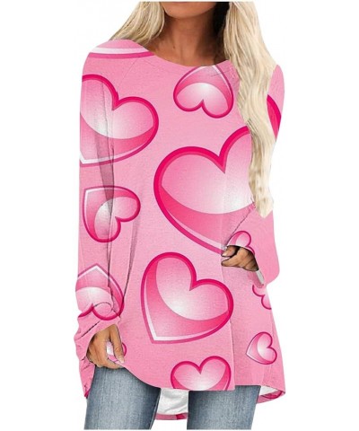 Valentine's Day Sweatshirt Women Long Sleeve Crew Neck Pullover Love Heart Shirt Print Tshirt Lightweight Tunic Tops M♥♥pink ...