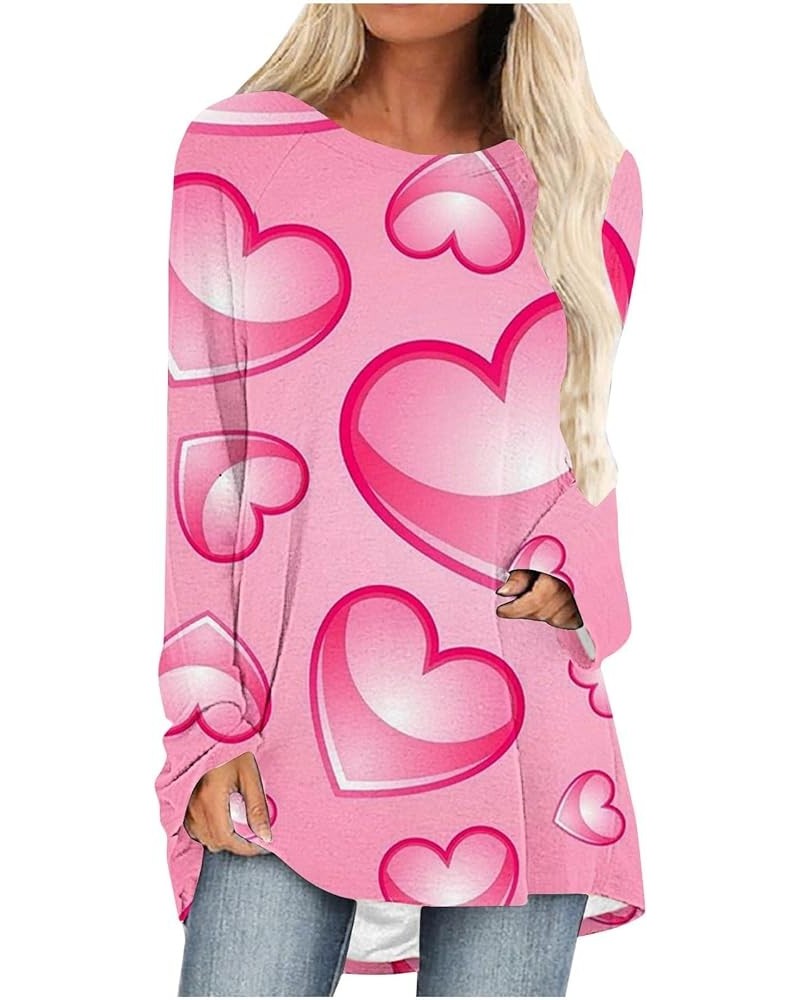 Valentine's Day Sweatshirt Women Long Sleeve Crew Neck Pullover Love Heart Shirt Print Tshirt Lightweight Tunic Tops M♥♥pink ...