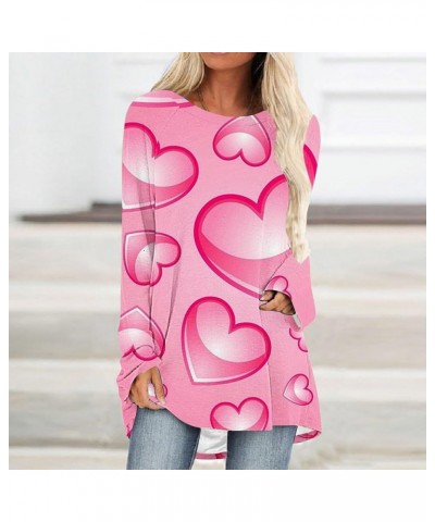 Valentine's Day Sweatshirt Women Long Sleeve Crew Neck Pullover Love Heart Shirt Print Tshirt Lightweight Tunic Tops M♥♥pink ...