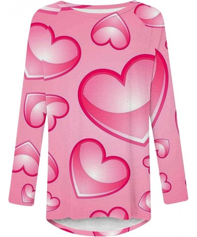 Valentine's Day Sweatshirt Women Long Sleeve Crew Neck Pullover Love Heart Shirt Print Tshirt Lightweight Tunic Tops M♥♥pink ...