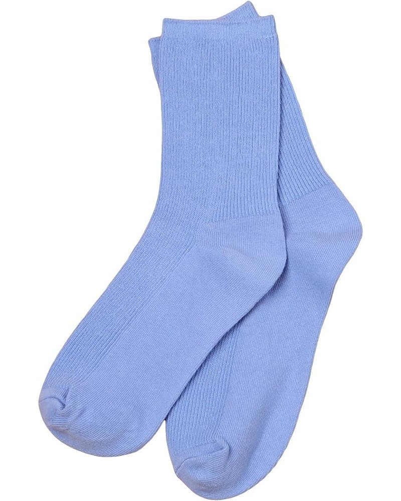 Women's Ribbed Knit Cushioned Athletic Running Mid Calf Crew Socks Periwinkle Blue $8.09 Activewear