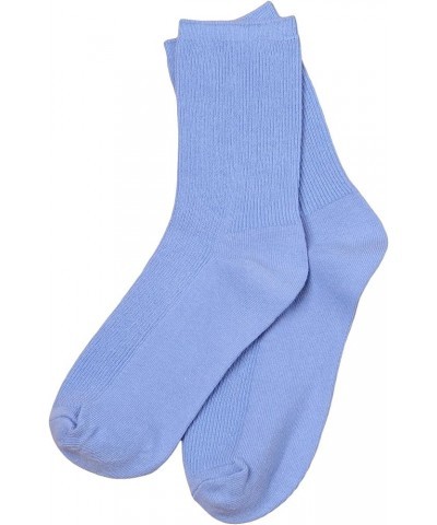 Women's Ribbed Knit Cushioned Athletic Running Mid Calf Crew Socks Periwinkle Blue $8.09 Activewear