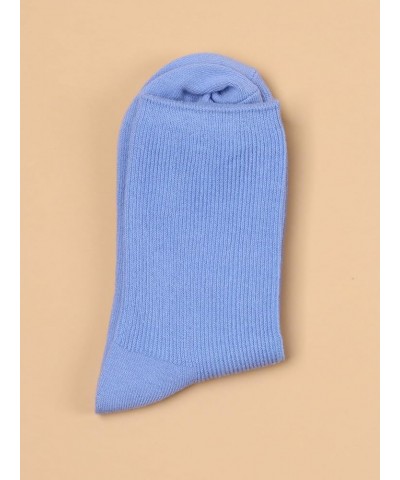 Women's Ribbed Knit Cushioned Athletic Running Mid Calf Crew Socks Periwinkle Blue $8.09 Activewear