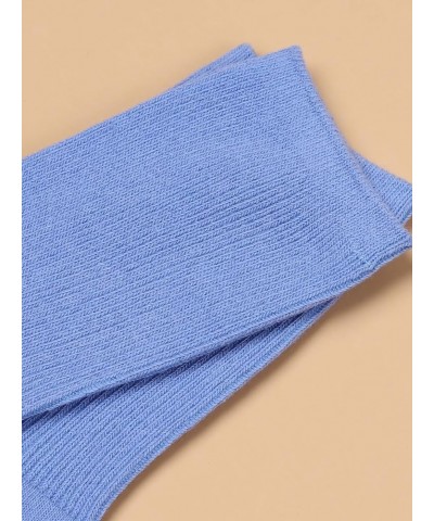 Women's Ribbed Knit Cushioned Athletic Running Mid Calf Crew Socks Periwinkle Blue $8.09 Activewear