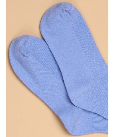 Women's Ribbed Knit Cushioned Athletic Running Mid Calf Crew Socks Periwinkle Blue $8.09 Activewear