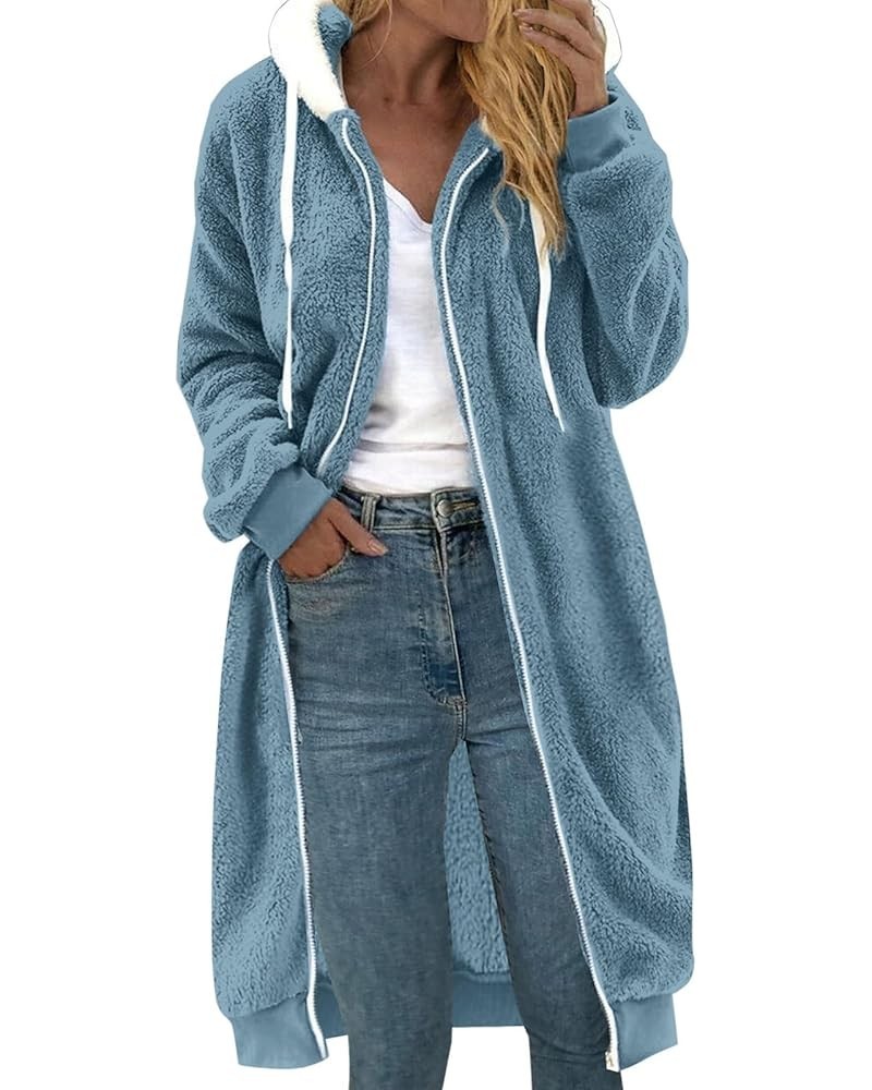 Womens Winter Fuzzy Fleece Jacket Hooded Patchwork Cardigan Coats Oversized Fluffy Sherpa Outerwear with Pockets 00a1-light B...