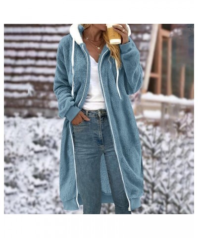 Womens Winter Fuzzy Fleece Jacket Hooded Patchwork Cardigan Coats Oversized Fluffy Sherpa Outerwear with Pockets 00a1-light B...