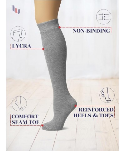 Women's Bamboo Knee High Socks | Comfort Seam Long Dress Socks, Soft & Lightweight | Shoe Size 5-8/8-11, 4 Pairs 20- Light Gr...