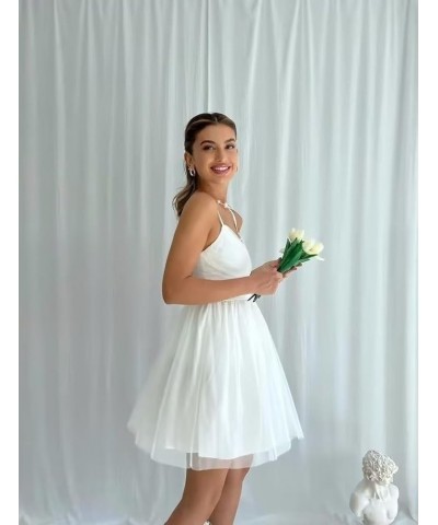 2023 Tulle Homecoming Dresses Short for Teens Spaghetti Straps Mini Prom Dresses Sleeveless Cocktail Party Gowns Lavender $28...