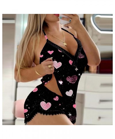 Camisole Shorts Womens Solid Color 2-Piece Set Sleepwear Lace Trim Lingerie Suit Romper Hot Pants Z7_pink $7.38 Sleep & Lounge