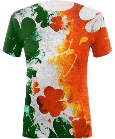 YUAEEEN St Patricks Day Shirt Women Lucky Clover Graphic Sweatshirt Short Sleeve T-Shirts Loose Tee Tops O1 A-orange $6.35 T-...