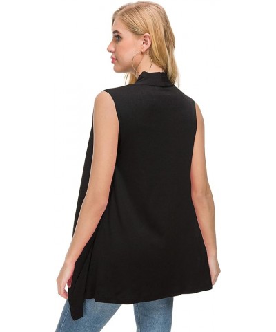 Women's Lightweight Sleeveless Open Front Drape Vest Cardigan with Pockets Black $10.59 Sweaters