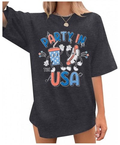 Party in The USA T-Shirt Women 4th of July Independence Day Shirts Funny Patriontic Graphic Short Sleeve Tee Tops Hotdog-grey...