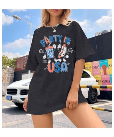 Party in The USA T-Shirt Women 4th of July Independence Day Shirts Funny Patriontic Graphic Short Sleeve Tee Tops Hotdog-grey...