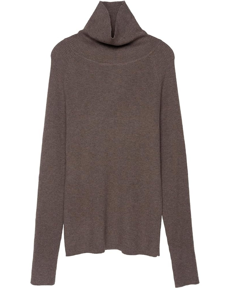 Women's Light Weight Raglan Sleeve Ribbed Turtleneck Sweater Brown $13.16 Sweaters