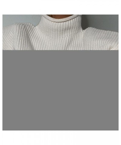 Women Mock Turtleneck Cap Sleeve Knit Sweater Vest Casual Winter Shoulder Pads Pullover Sweater Top Knitwear Tank White $11.8...