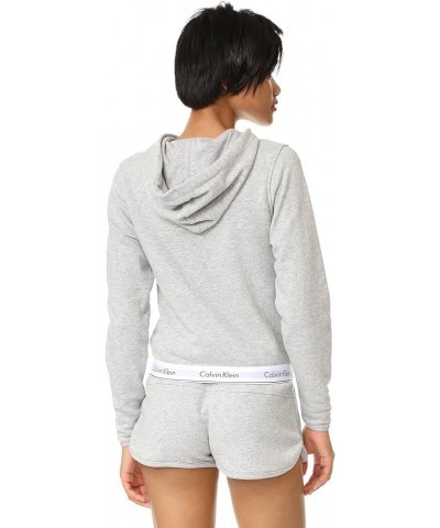 Women's Modern Cotton Full Zip Hoodie Top Grey Heather $30.75 Tops