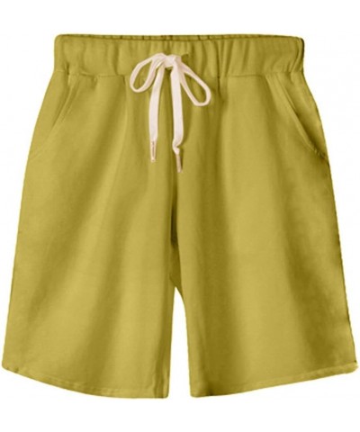 Women's Casual Soft Knit Elastic Waist Jersey Bermuda Shorts with Drawstring Turmeric $15.36 Activewear