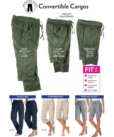 Plus Size Convertible 2-in-1 Cargo Pant & Capri Elastic Waist Natural Khaki $21.19 Pants