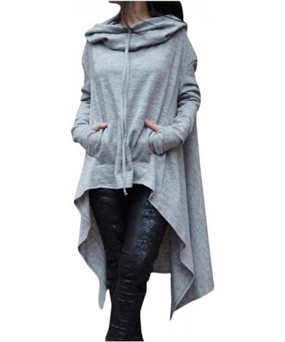 Women Pullover Hoodies Sweatshirt Long Sleeve High Low Sweater Oversize Top with Pocket Irregular Hem Dresses A_grey $7.79 Ho...