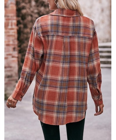 Plaid Flannel Shirts for Women Oversized Button Down Long Sleeve Buffalo Shirts Blouse Tops 02 Brown $12.58 Blouses