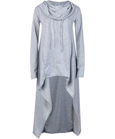 Women Pullover Hoodies Sweatshirt Long Sleeve High Low Sweater Oversize Top with Pocket Irregular Hem Dresses A_grey $7.79 Ho...