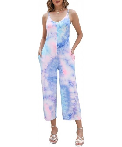 Amilia Women's Spaghetti Strap V Neck Loose Tie Dye Cami Top Stretchy Jumpsuit Long Romper Catsuit with Pockets Tie Dye $10.0...