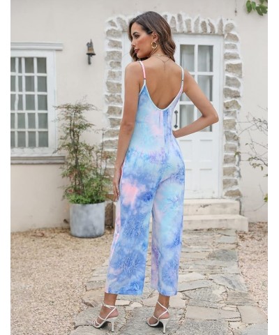 Amilia Women's Spaghetti Strap V Neck Loose Tie Dye Cami Top Stretchy Jumpsuit Long Romper Catsuit with Pockets Tie Dye $10.0...