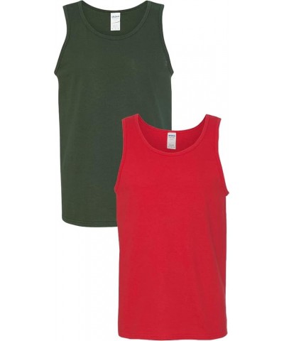 5200 - Heavy Cotton Tank Top Forest Green/Red $8.93 Shirts