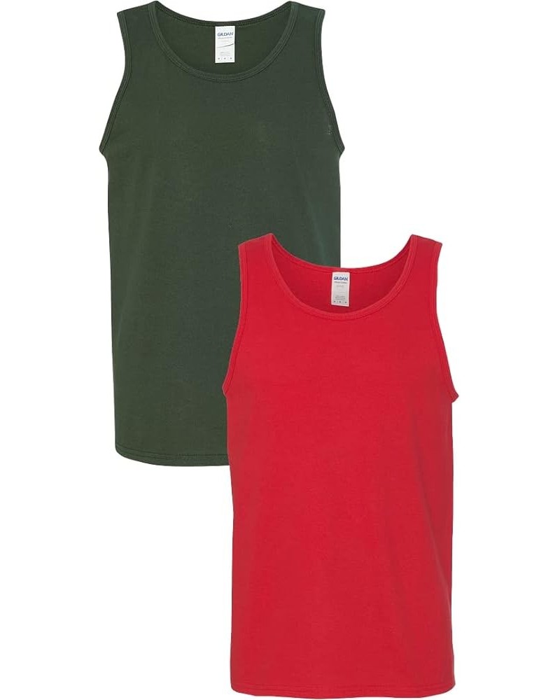 5200 - Heavy Cotton Tank Top Forest Green/Red $8.93 Shirts