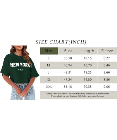 Womens Los Angeles California Letter Print Cropped T Shirt Half Sleeve Crop Tees Round Neck Summer Crop Tops Z02-dark Green $...