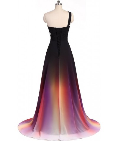 Women's One Shoulder Ombre Long Evening Prom Dress Wedding Party Gowns Black White $38.64 Dresses