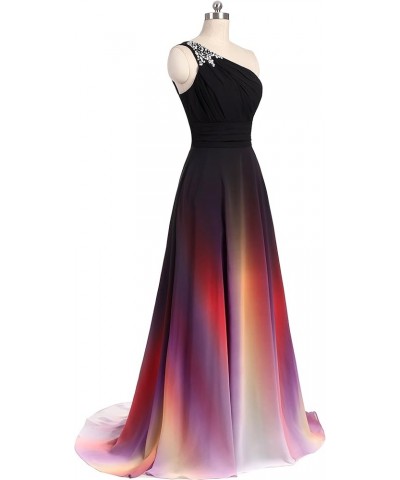 Women's One Shoulder Ombre Long Evening Prom Dress Wedding Party Gowns Black White $38.64 Dresses