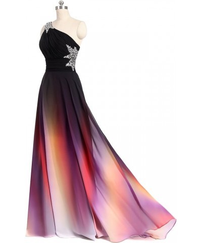 Women's One Shoulder Ombre Long Evening Prom Dress Wedding Party Gowns Black White $38.64 Dresses